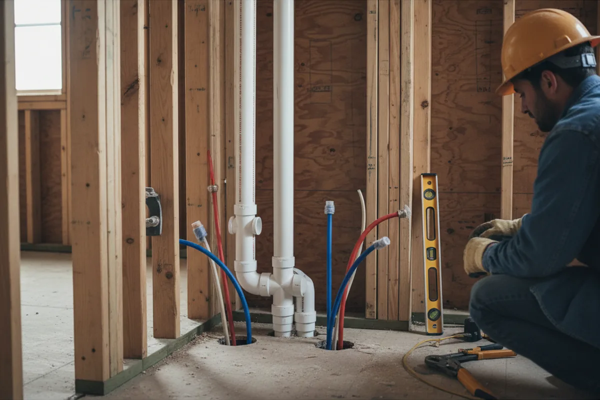 Drain and supply rough-in during Garbage Disposal Repair in Byron Center